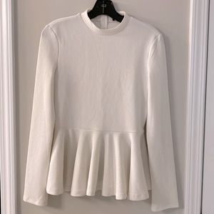 Peplum long sleeve top white color zipper on the back
